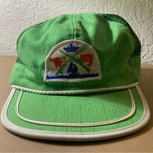 Haband 60s(?) Vintage Captain Cap Sailing Hunting Fishing Crown Green